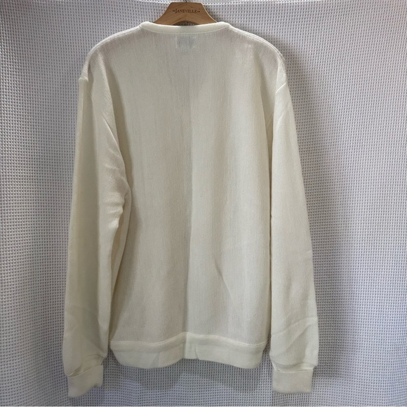 VINTAGE Izod Lacoste Sweater Men's XL White Alligator Knit V Neck Golf USA - Picture 2 of 5